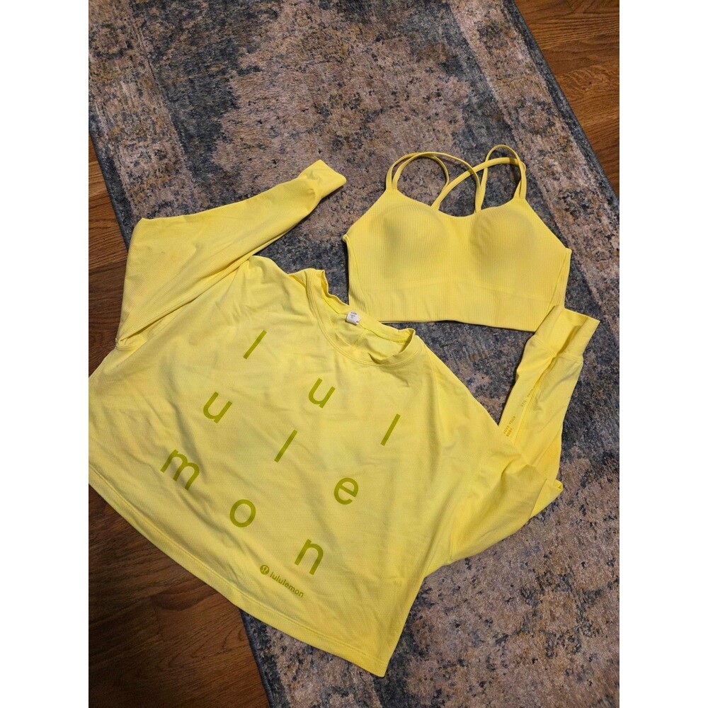 Lululemon Muscle Love Long Sleeve Shirt *Motif Electric Lemon Size 6